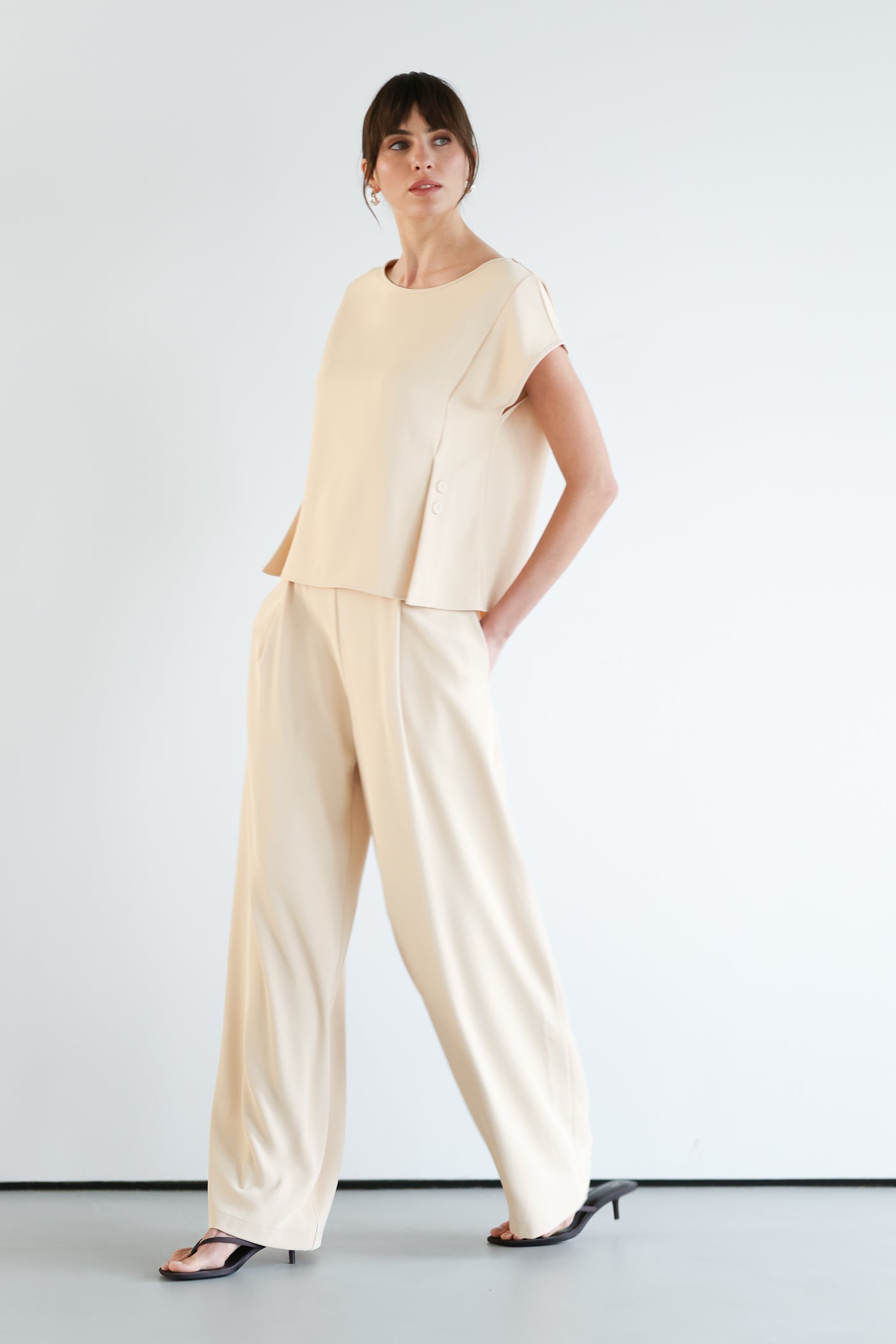 Blanchett Pleated Trousers | Almond Beige
