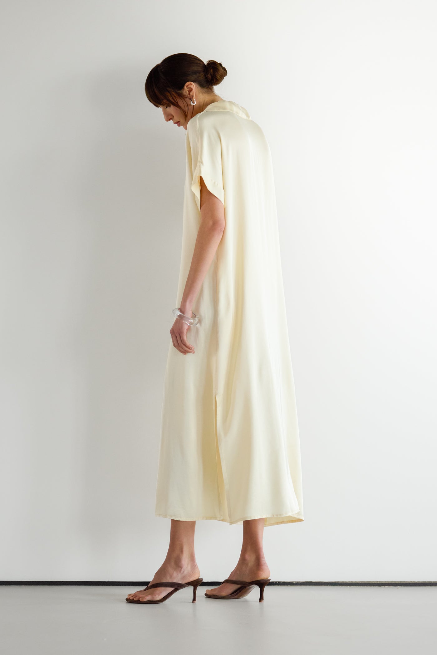 Cleo Satin Kaftan Dress | Buttercream