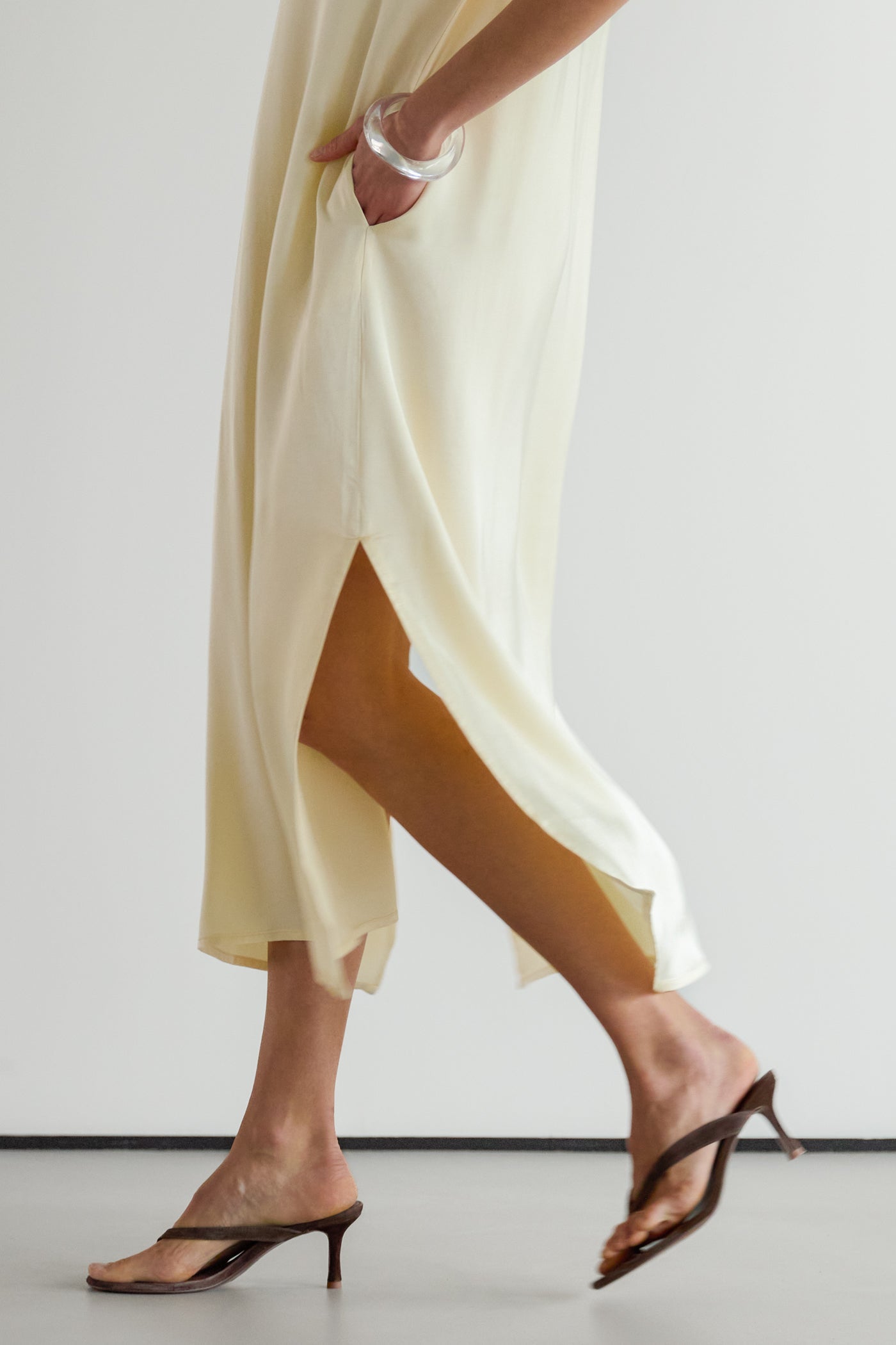 Cleo Satin Kaftan Dress | Buttercream