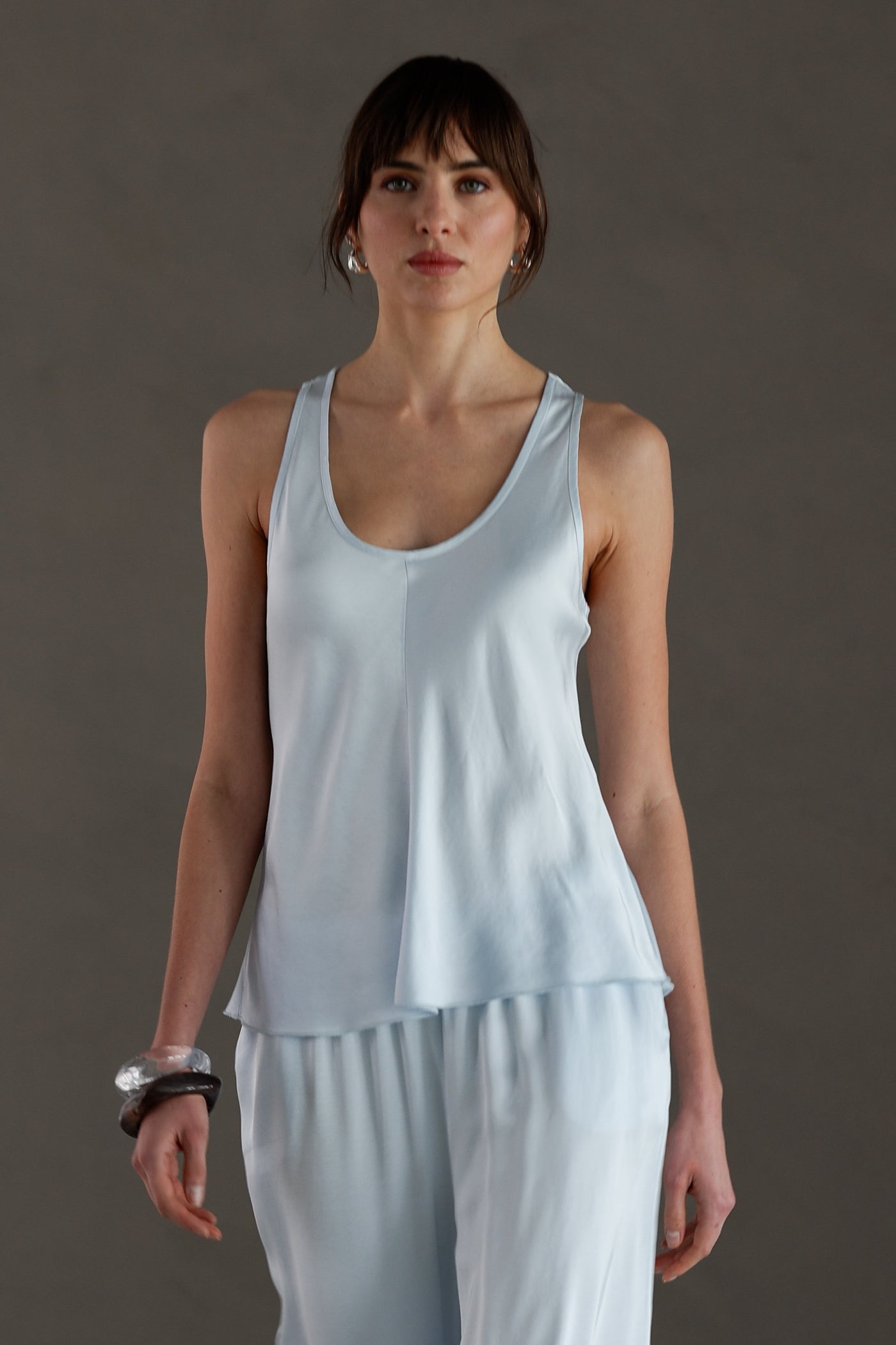 Demi Satin Vest Top | Glacier