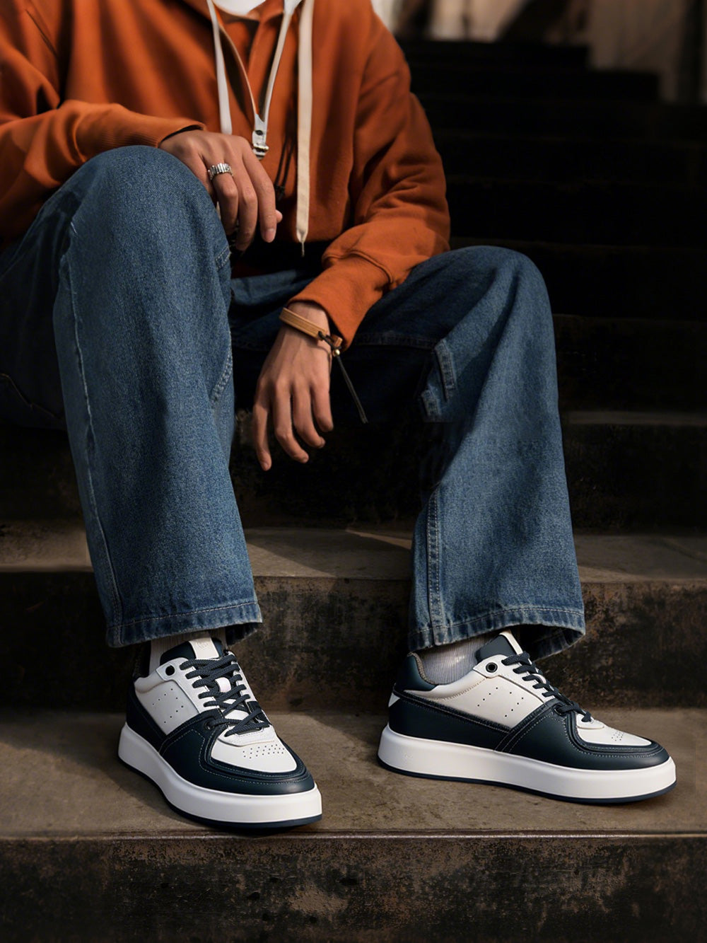 7CM / 2.76 Inches CMR CHAMARIPA Wide Width Elevator Sneakers - Blue Casual Taller Shoes