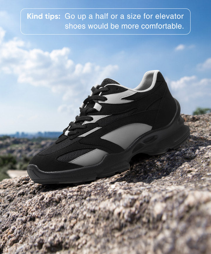 7CM / 2.76 Inches CMR CHAMARIPA Men's Hidden Height Increasing Shoes - Black Sneakers That Make You Taller