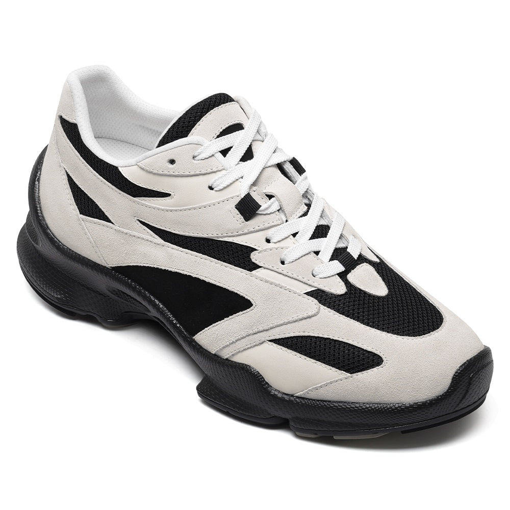 7CM / 2.76 Inches CMR CHAMARIPA Men's Invisible Height Increase Shoes - Beige Sneakers That Make You Taller
