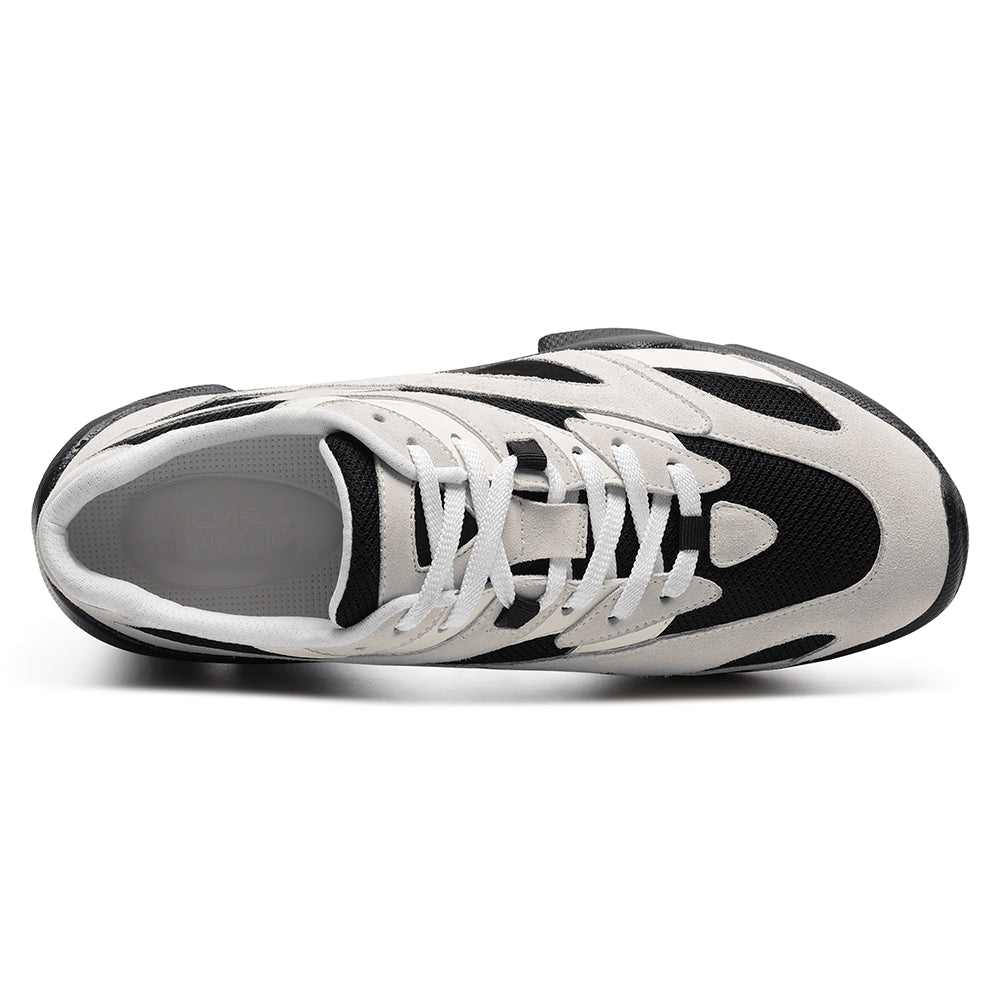 7CM / 2.76 Inches CMR CHAMARIPA Men's Invisible Height Increase Shoes - Beige Sneakers That Make You Taller