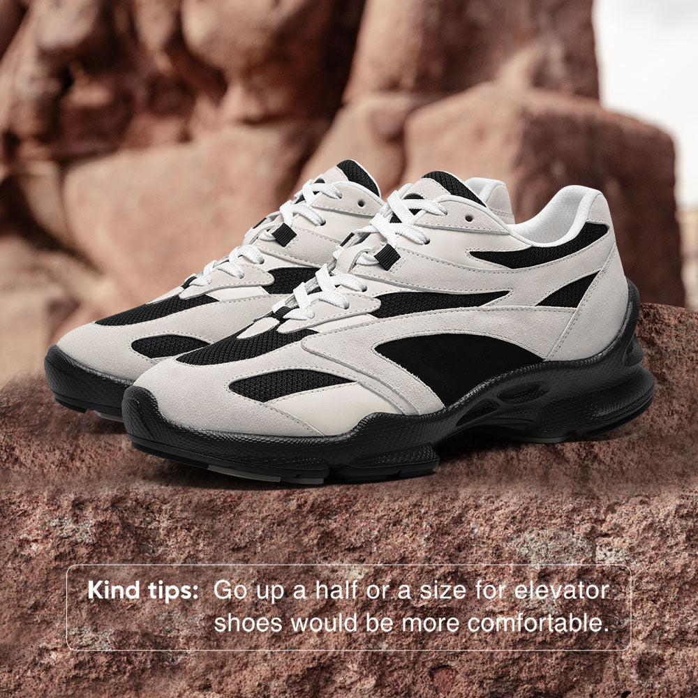 7CM / 2.76 Inches CMR CHAMARIPA Men's Invisible Height Increase Shoes - Beige Sneakers That Make You Taller