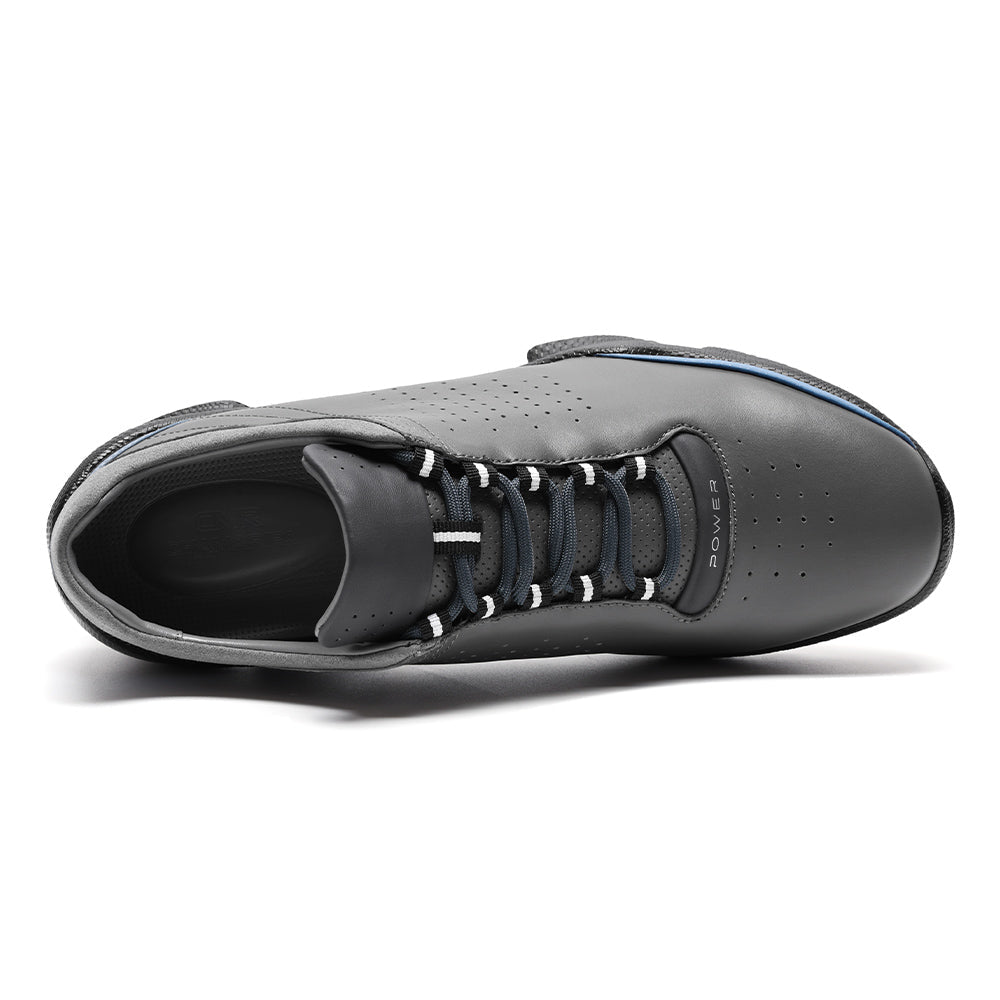 7CM / 2.76 Inches CMR CHAMARIPA Men's Elevator Sports Shoes | Grey Breathable Leather Height Boosting Sneakers
