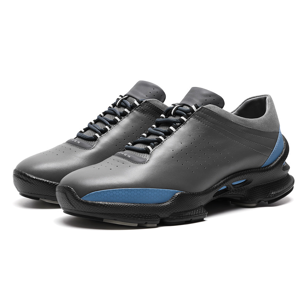 7CM / 2.76 Inches CMR CHAMARIPA Men's Elevator Sports Shoes | Grey Breathable Leather Height Boosting Sneakers
