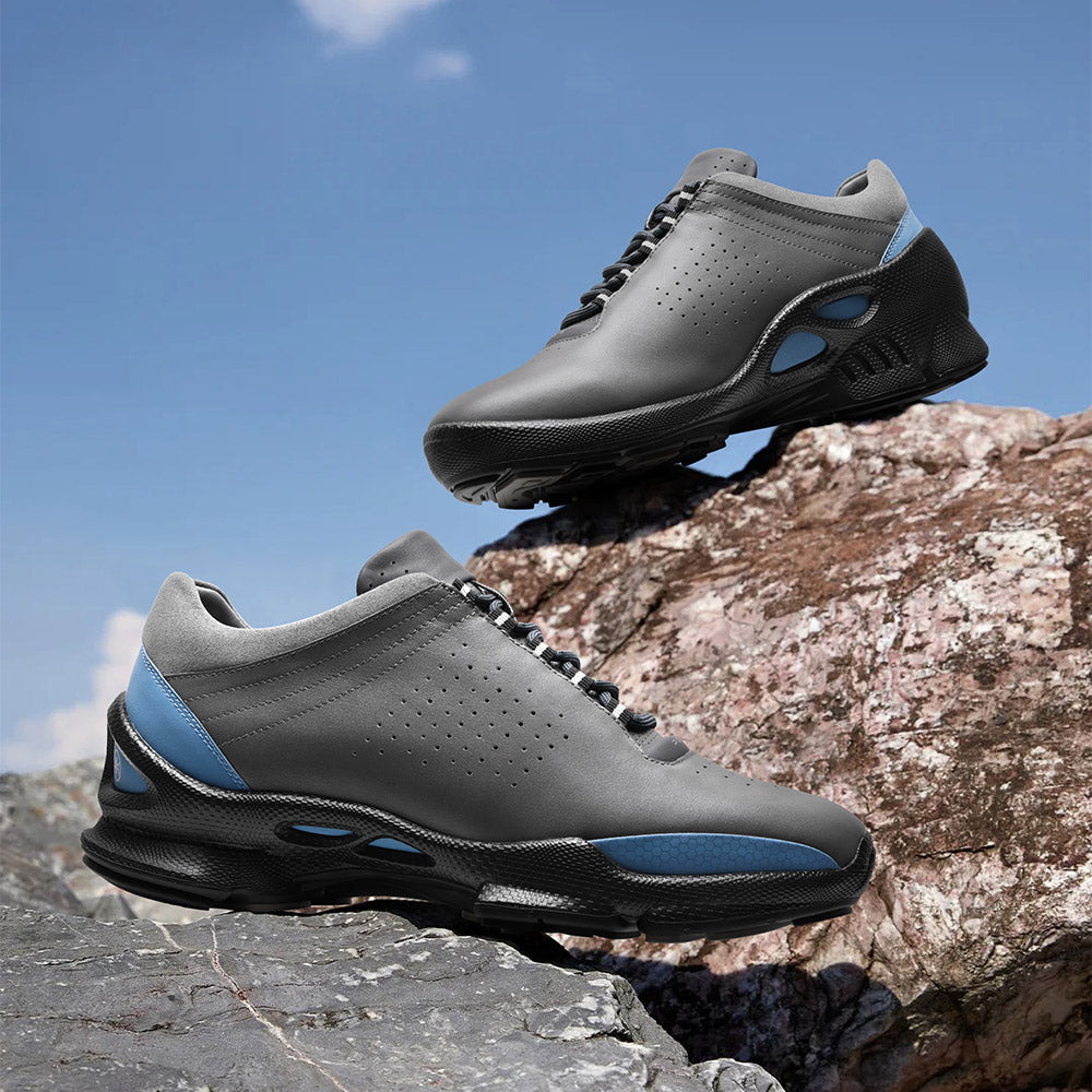7CM / 2.76 Inches CMR CHAMARIPA Men's Elevator Sports Shoes | Grey Breathable Leather Height Boosting Sneakers