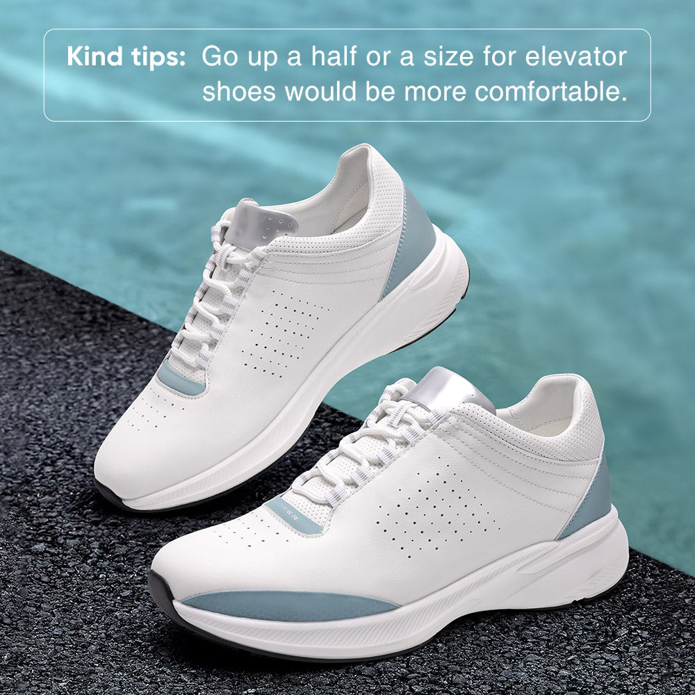 7CM / 2.76 inches CMR CHAMARIPA elevator sneakers - height enhancing shoes - casual men's white sneakers
