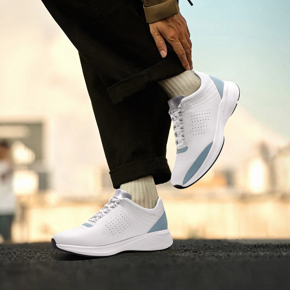 7CM / 2.76 inches CMR CHAMARIPA elevator sneakers - height enhancing shoes - casual men's white sneakers