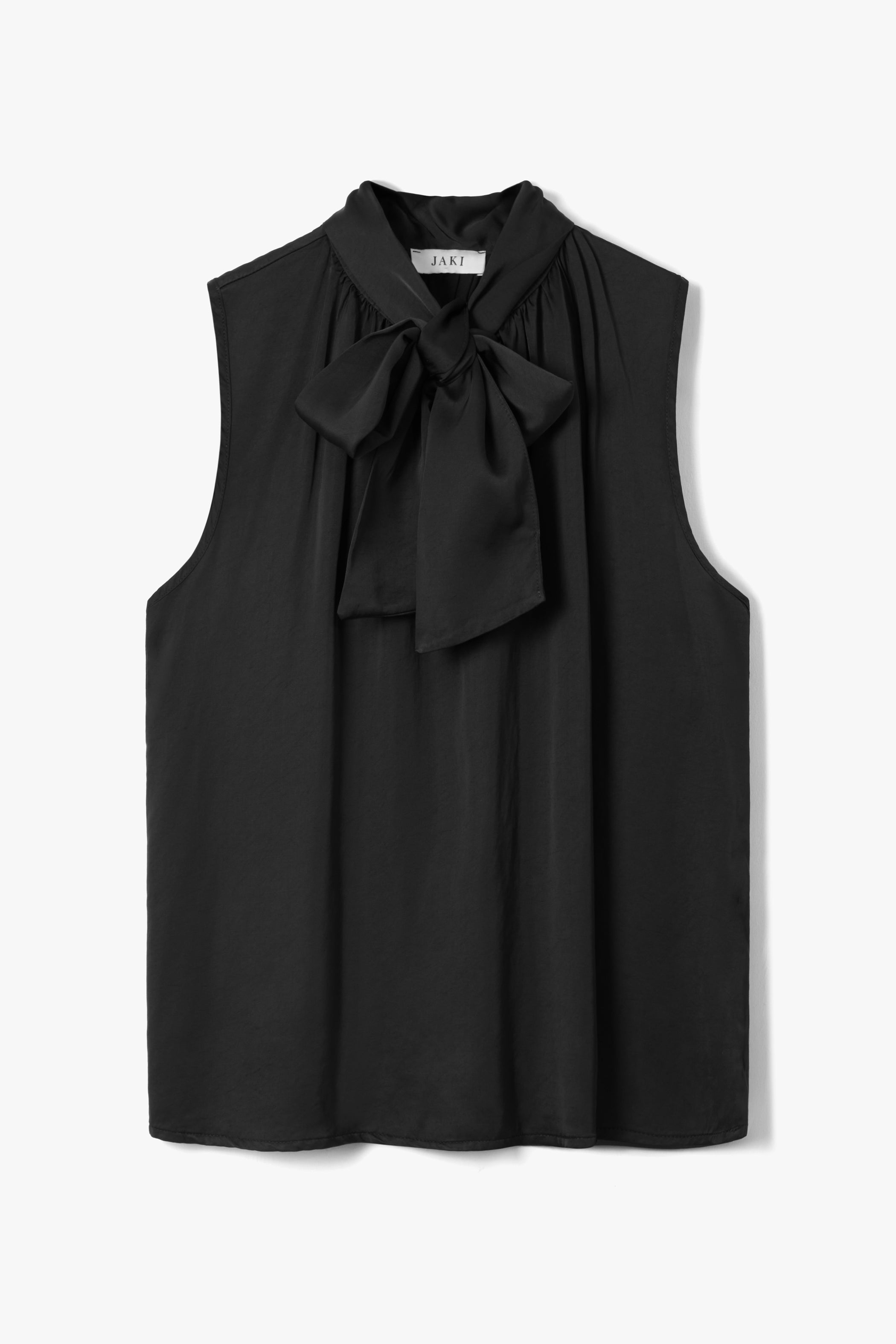 Lyanne Bow Neck Tie Satin Blouse | Black