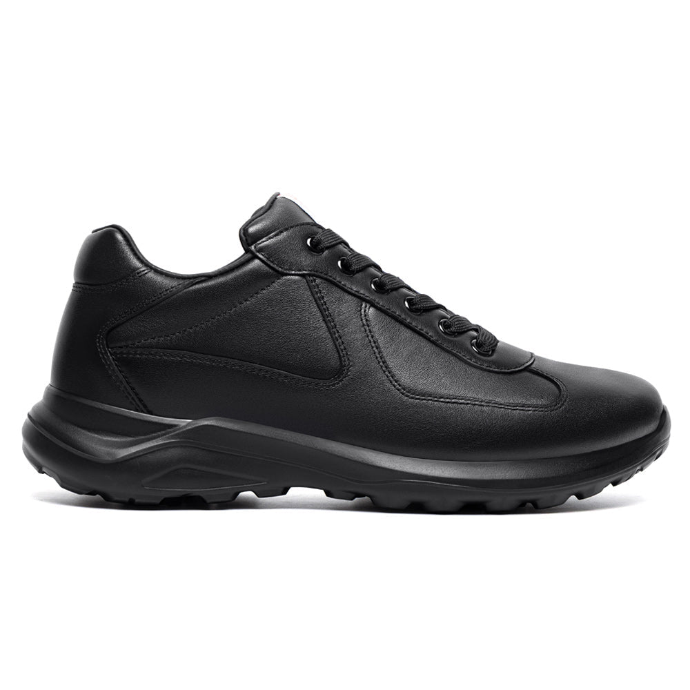 7CM / 2.76 Inches CMR CHAMARIPA Men's Shoes With Higher Heels - Black Leather Height Boosting Trainers