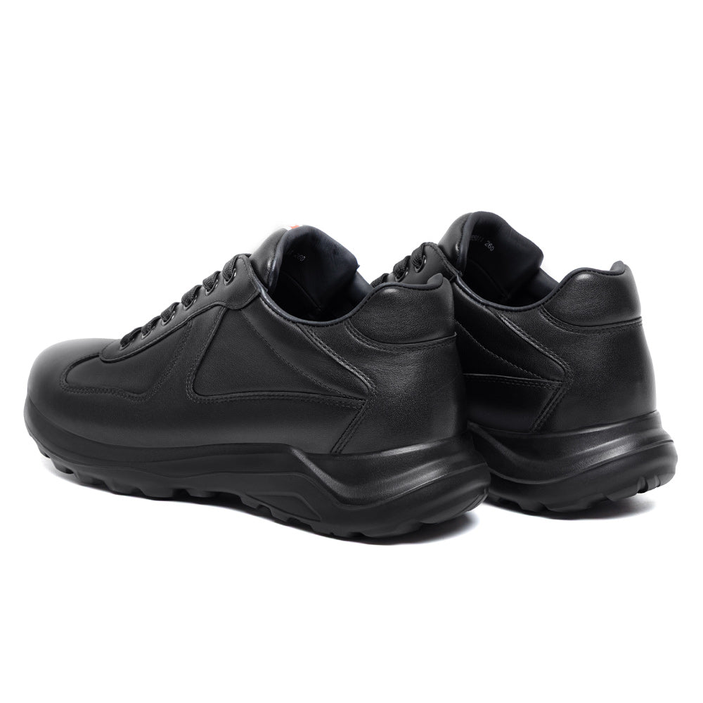 7CM / 2.76 Inches CMR CHAMARIPA Men's Shoes With Higher Heels - Black Leather Height Boosting Trainers