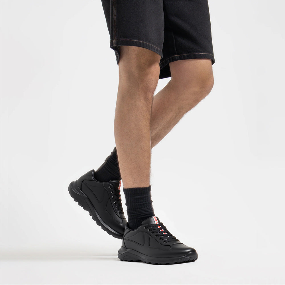 7CM / 2.76 Inches CMR CHAMARIPA Men's Shoes With Higher Heels - Black Leather Height Boosting Trainers