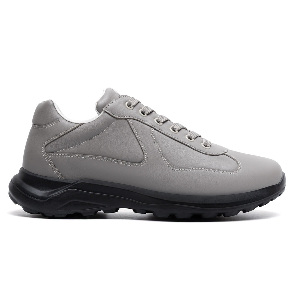 7CM / 2.76 Inches CMR CHAMARIPA Men's Height Increase Shoes - Gray Leather Trainers That Make You Taller
