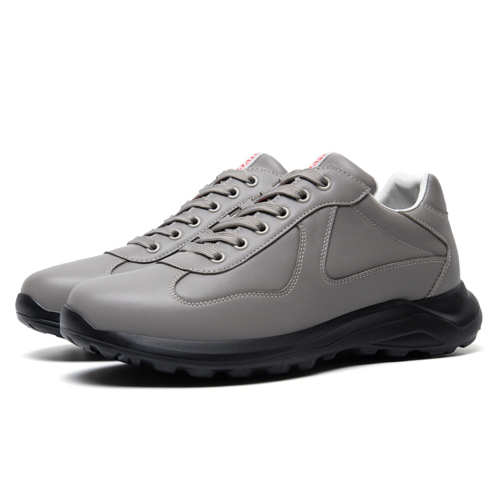 7CM / 2.76 Inches CMR CHAMARIPA Men's Height Increase Shoes - Gray Leather Trainers That Make You Taller