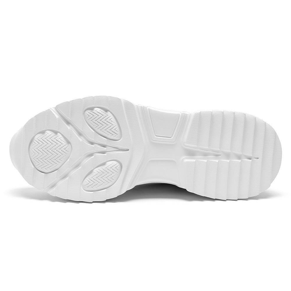 8CM / 3.15 Inches CMR CHAMARIPA High Top Elevator Shoes For Men | White Leather Height Increasing Sneakers