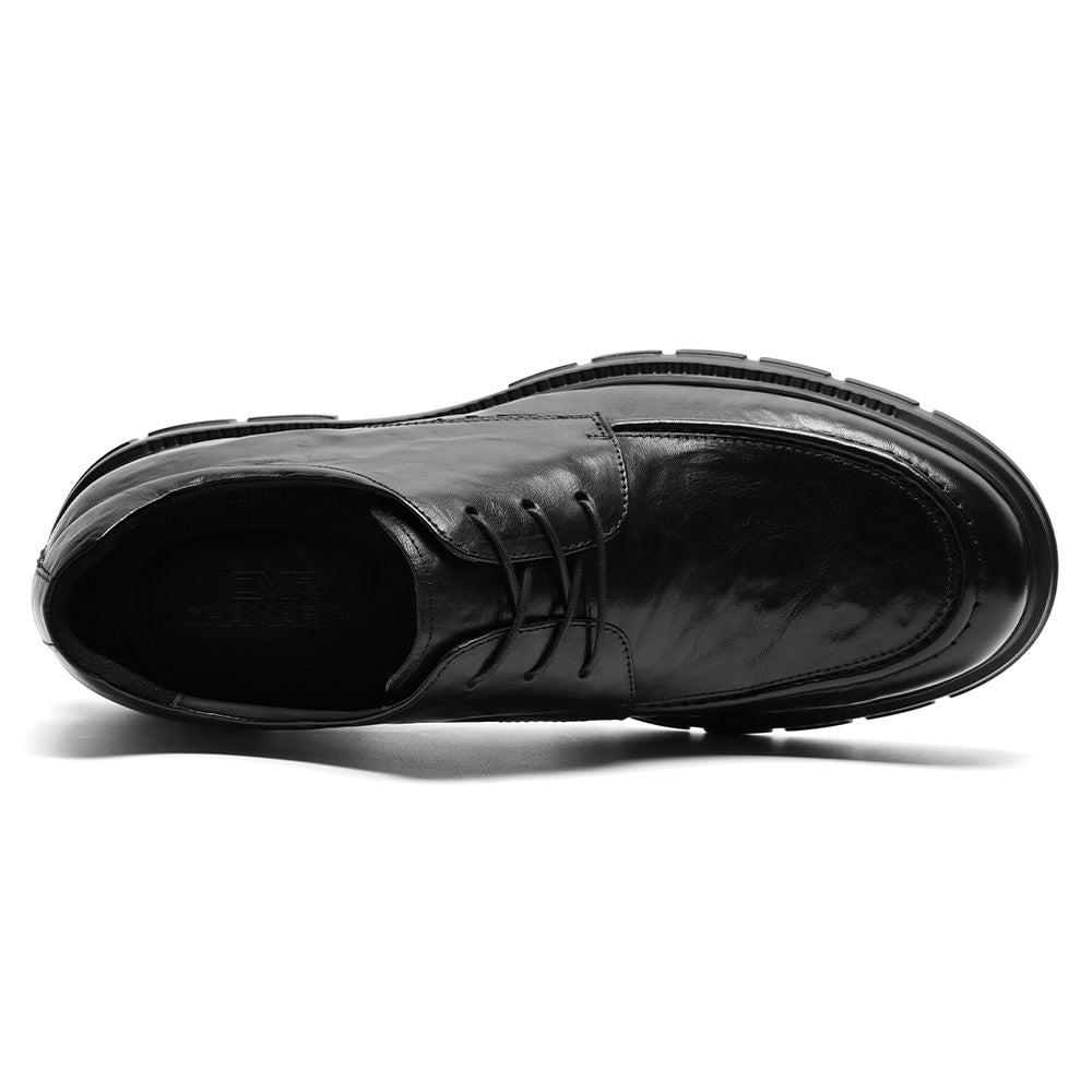 8CM / 3.15 Inches CMR CHAMARIPA Elevator Dress Shoes For Men | Black Leather Business Casual Shoes