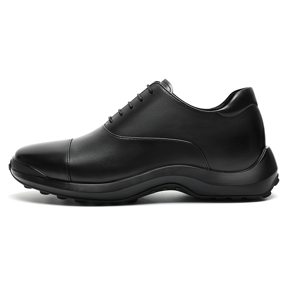 7 CM / 2.76 Inches CMR CHAMARIPA Elevator Shoes For Men | Black Leather Anti-Slip Oxford Shoes