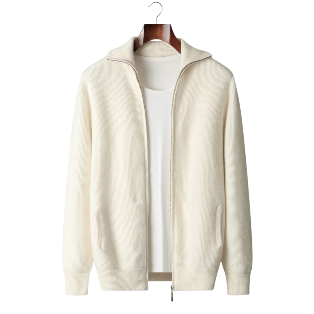 Cavallo Wool Ribbed Zipper Cardigan