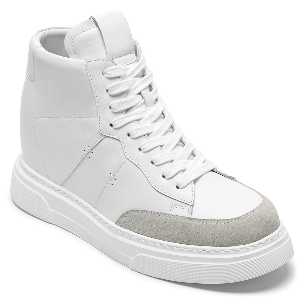 10 CM / 3.94 Inches CMR CHAMARIPA Sneakers That Add Height For Men | Soft Leather Off-White High-Top Sneakers