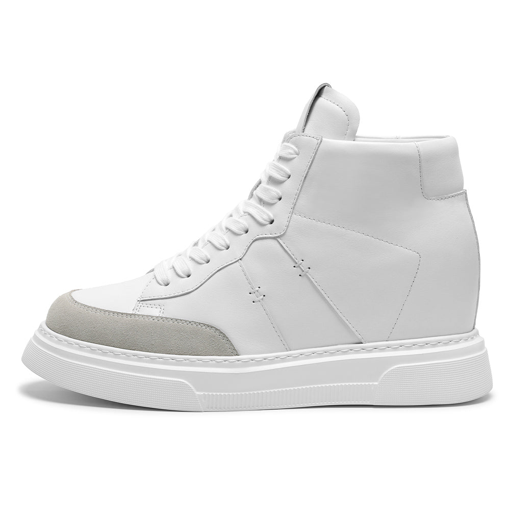 10 CM / 3.94 Inches CMR CHAMARIPA Sneakers That Add Height For Men | Soft Leather Off-White High-Top Sneakers