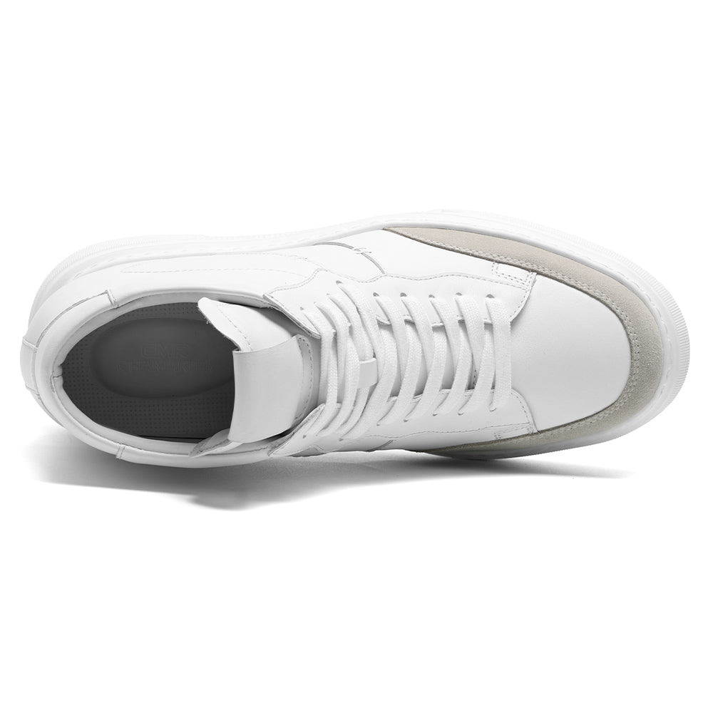 10 CM / 3.94 Inches CMR CHAMARIPA Sneakers That Add Height For Men | Soft Leather Off-White High-Top Sneakers