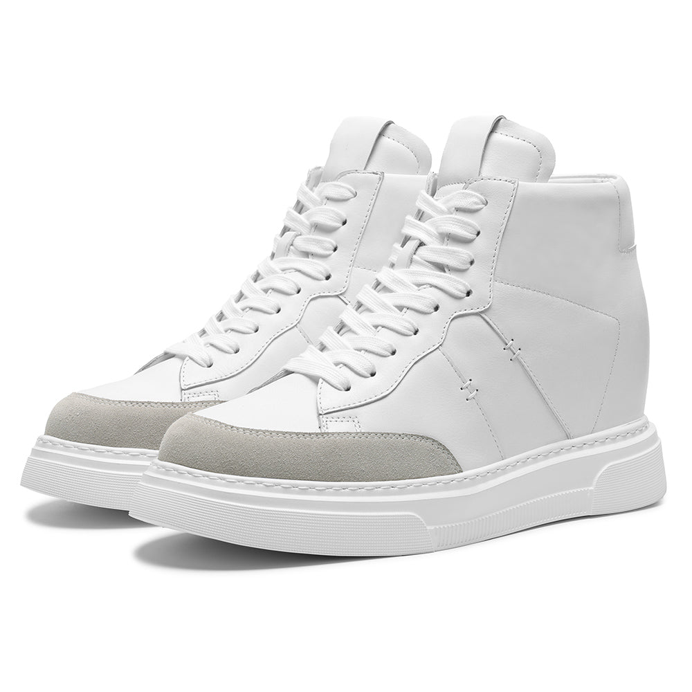10 CM / 3.94 Inches CMR CHAMARIPA Sneakers That Add Height For Men | Soft Leather Off-White High-Top Sneakers