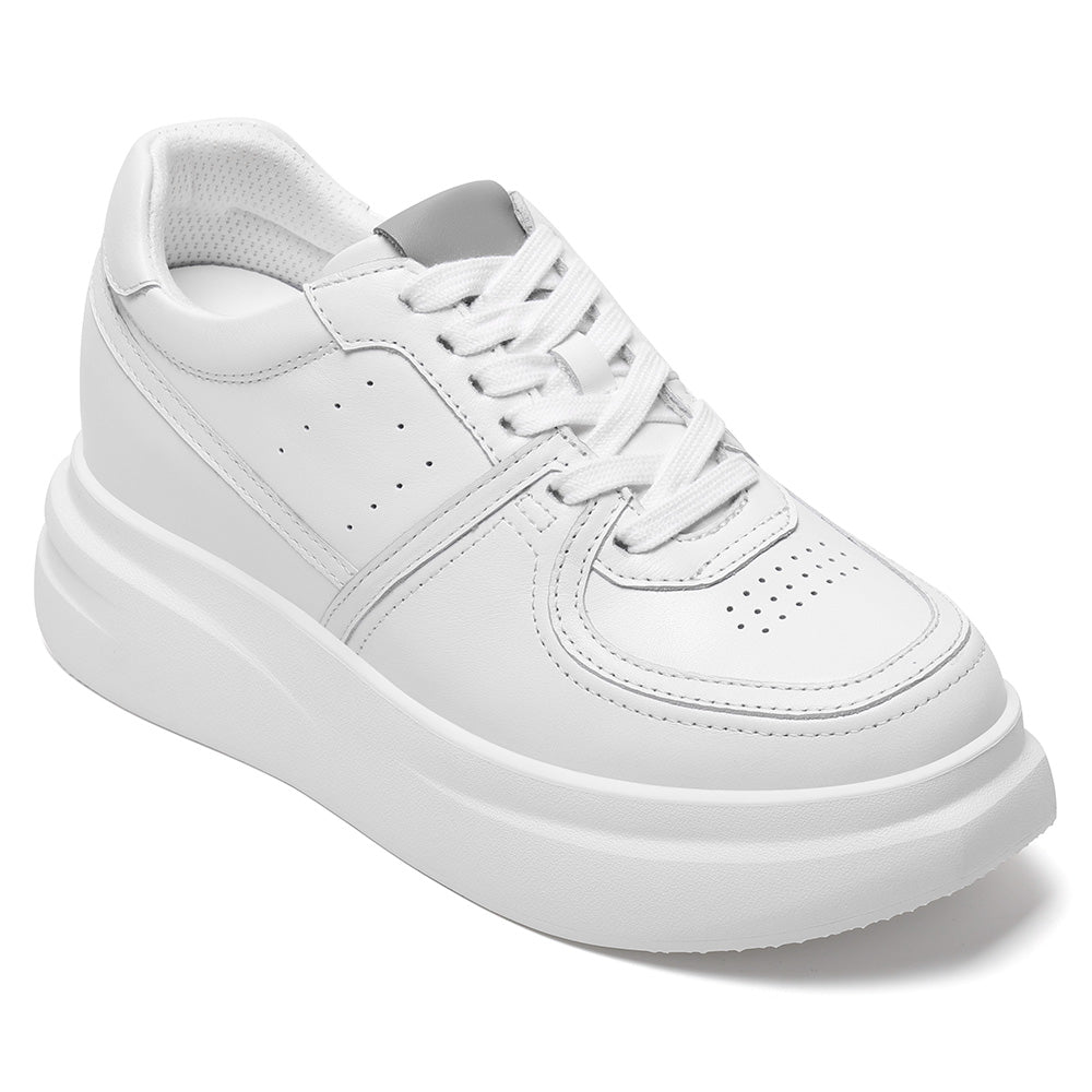 8 CM / 3.15 Inches CMR CHAMARIPA Elevator Sneakers For Women | White Leather Chunky Trainers