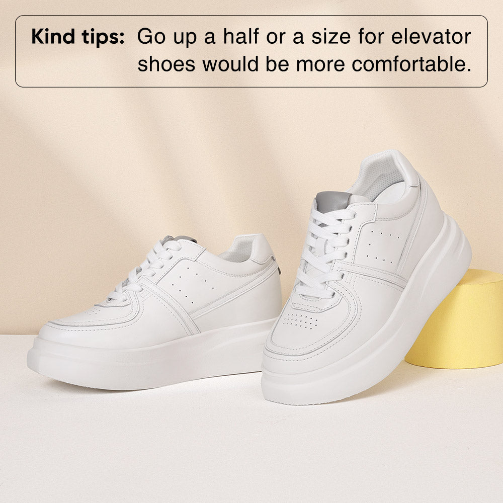 8 CM / 3.15 Inches CMR CHAMARIPA Elevator Sneakers For Women | White Leather Chunky Trainers