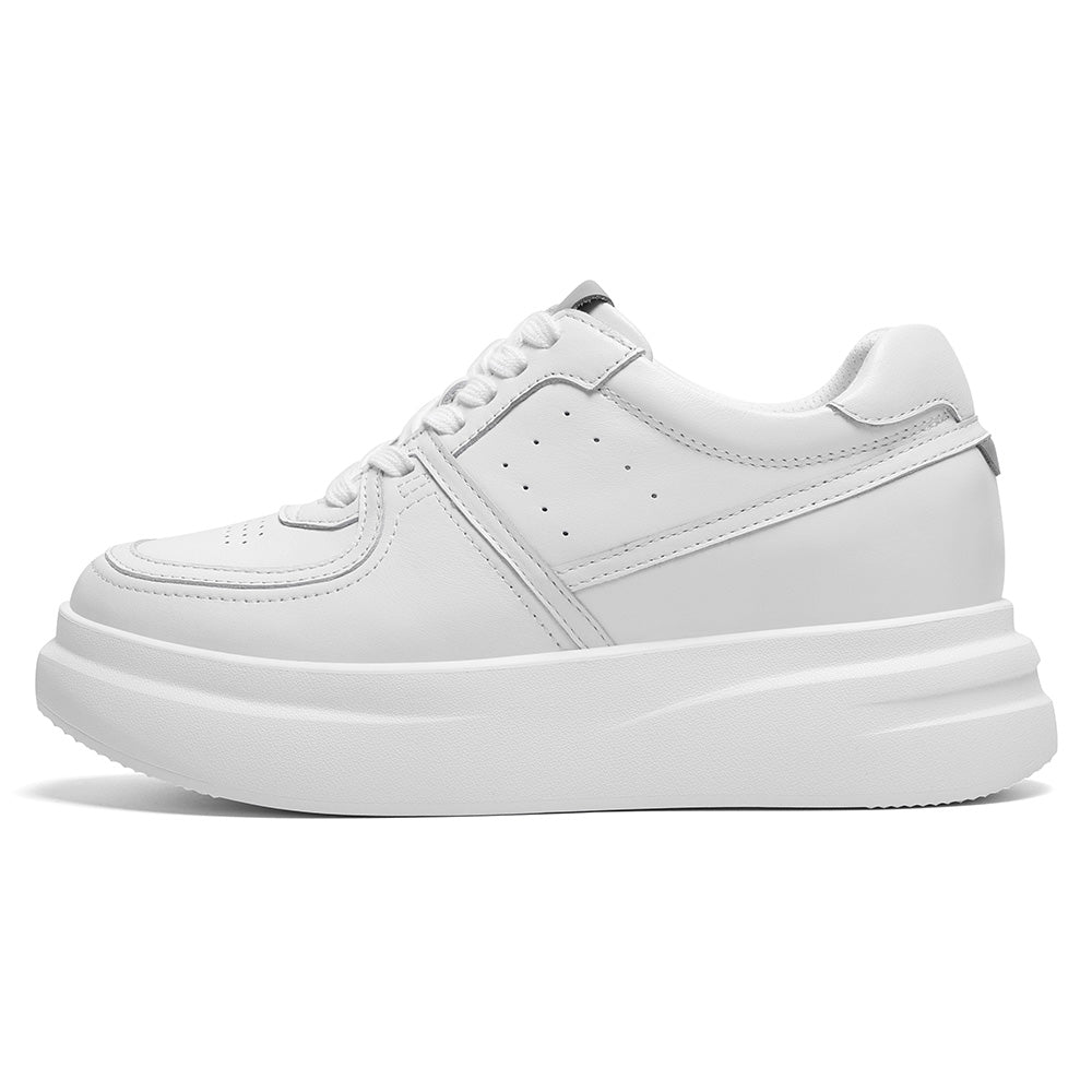 8 CM / 3.15 Inches CMR CHAMARIPA Elevator Sneakers For Women | White Leather Chunky Trainers