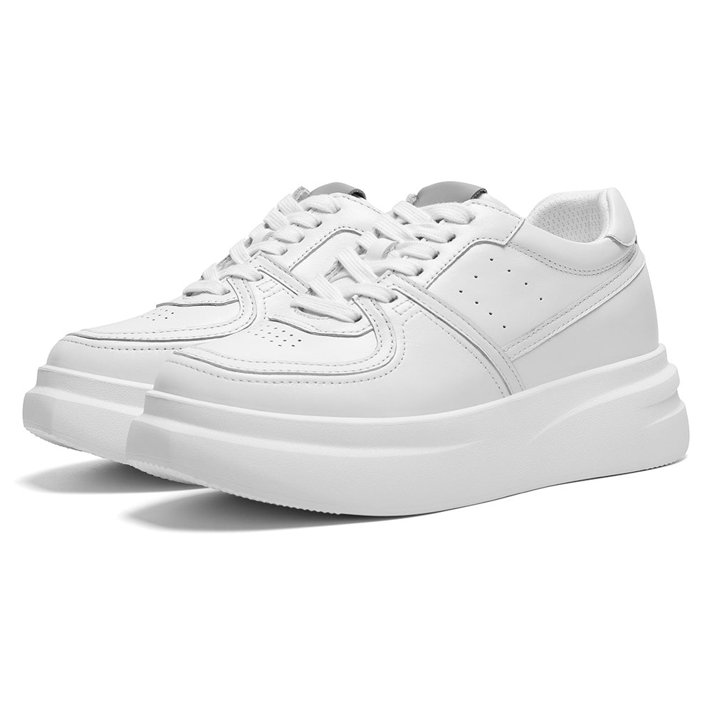 8 CM / 3.15 Inches CMR CHAMARIPA Elevator Sneakers For Women | White Leather Chunky Trainers