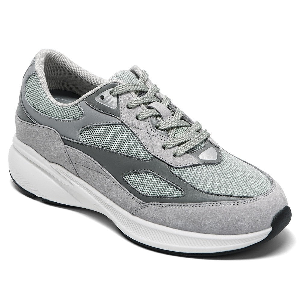 8 CM/3.15 inches CMR CHAMARIPA Men's Grey Mesh Invisible Height Sneakers - Breathable Elevator Shoes for Casual Wear