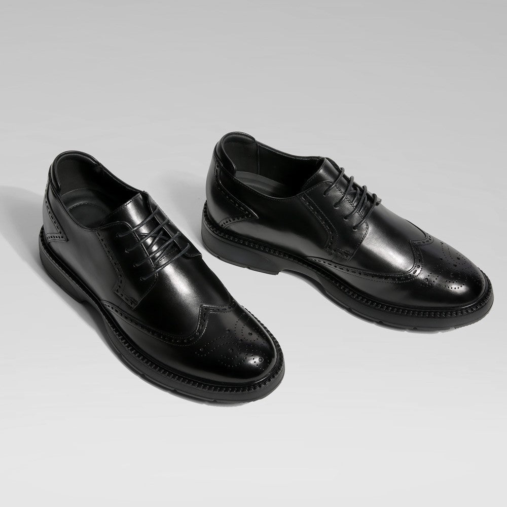7CM/2.76 Inches CMR CHAMARIPA Men's Black Leather Derby Shoes