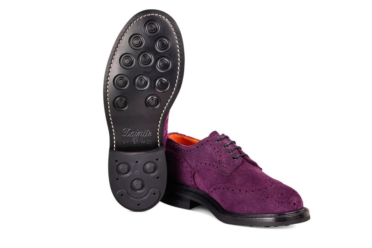 Anne Brogue Country Shoe - Burgundy/Black Reverse Kudu