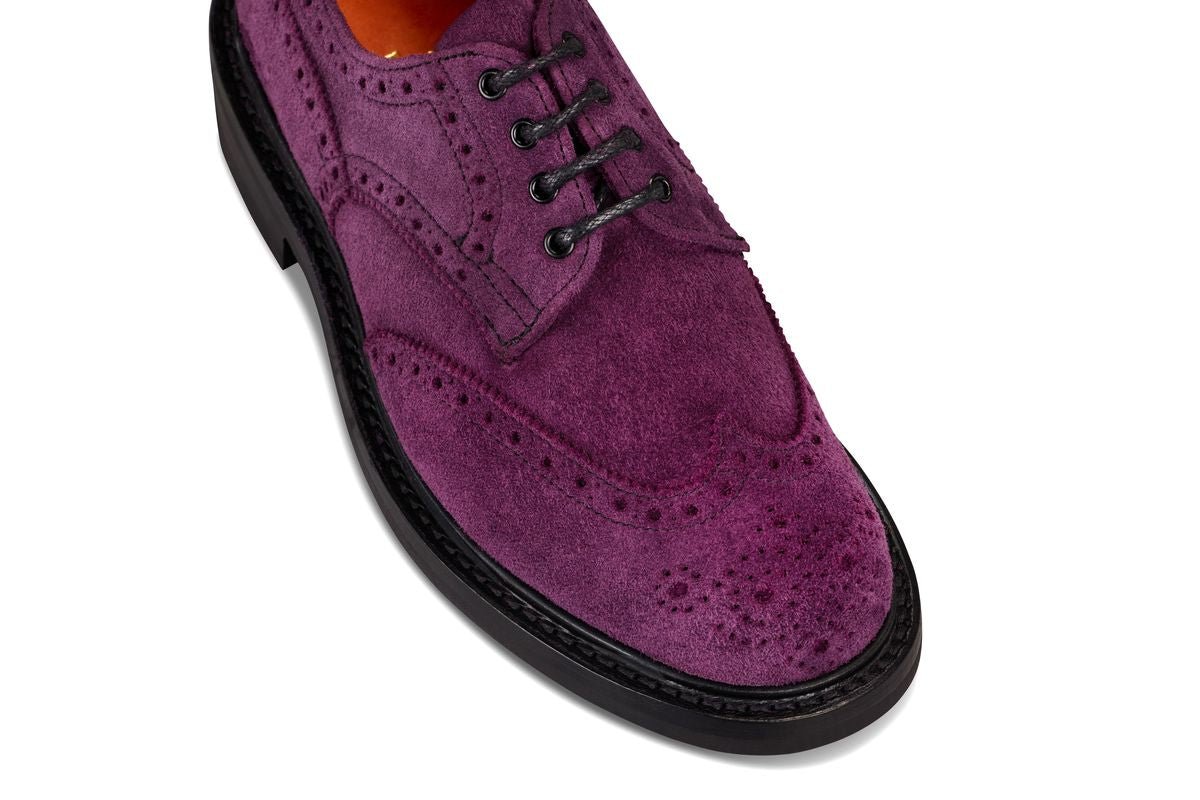 Anne Brogue Country Shoe - Burgundy/Black Reverse Kudu