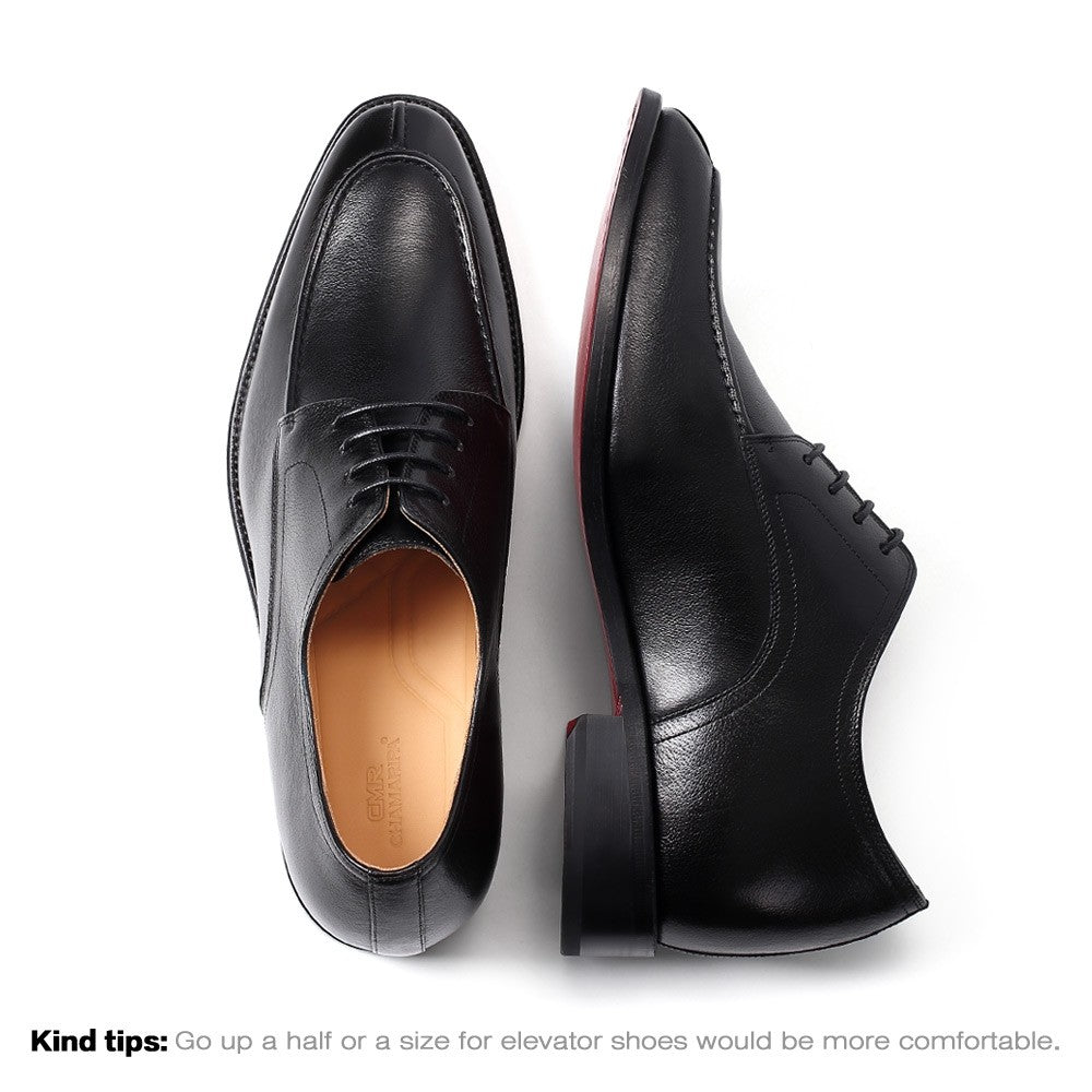 7 CM/2.76 Inches CMR CHAMARIPA Men’s Black Leather Derby Elevator Shoes