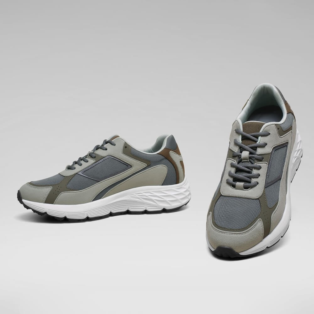 7 CM/2.76 Inches CMR CHAMARIPA Height Increasing Sneakers - Breathable Grey Cloth Elevator Shoes For Men
