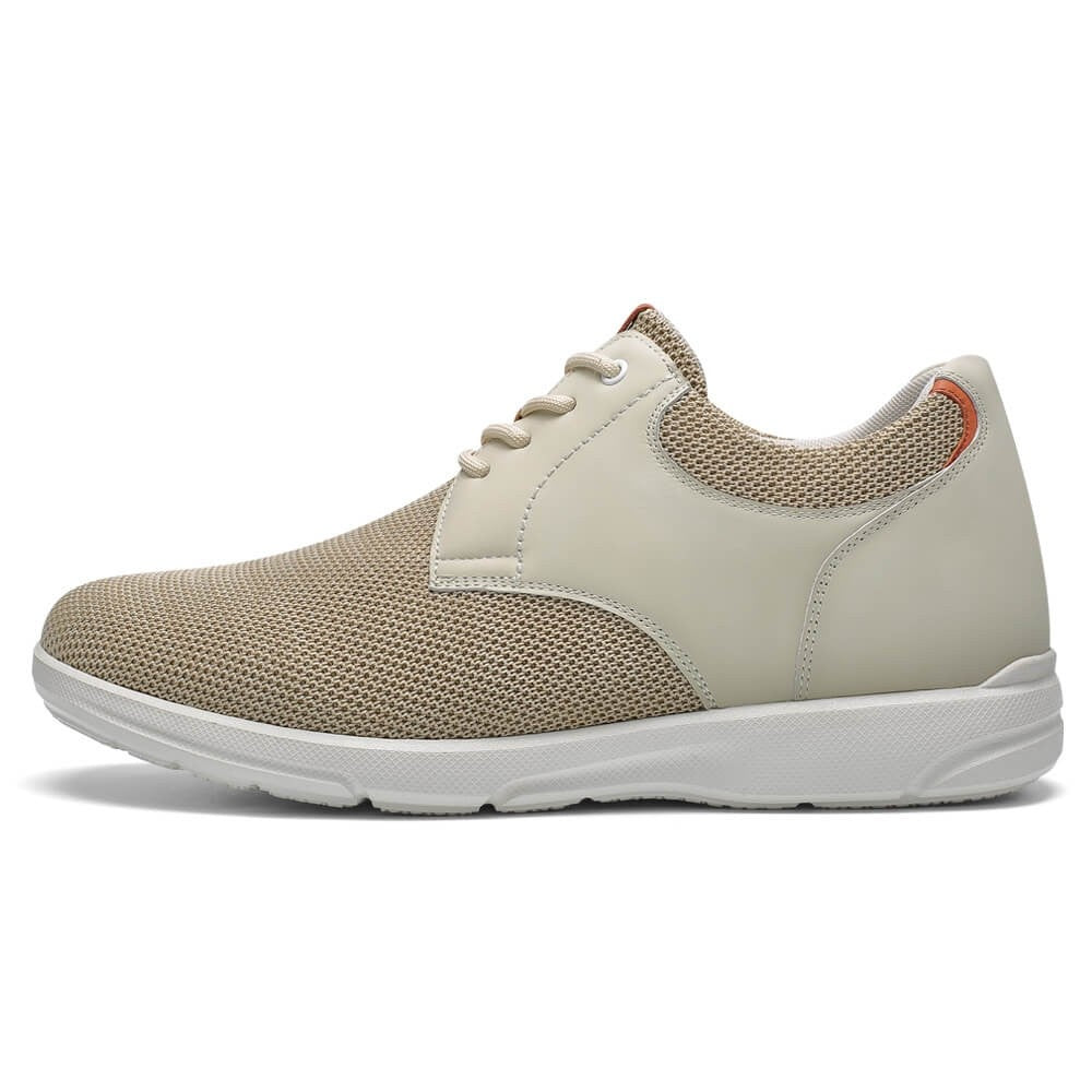 7CM / 2.76 Inches CMR CHAMARIPA Men's Elevator Shoes Beige Knit Casual Shoes