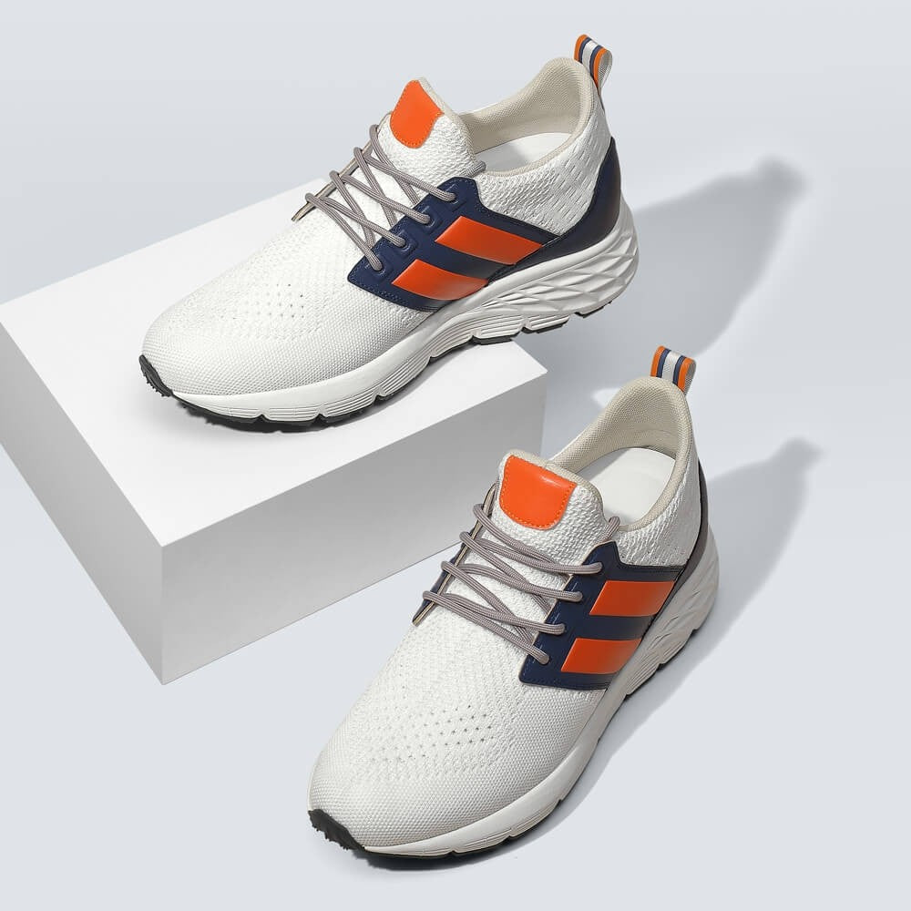 8 CM/3.15 Inches CMR CHAMARIPA Men's Height Increasing Sneakers -White Breathable Knit