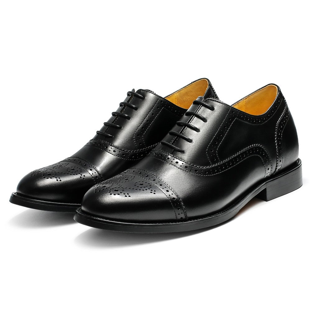 6 CM/ 2.36 Inches CMR CHAMARIPA Men's Black Calfskin Height Increasing Dress Shoes