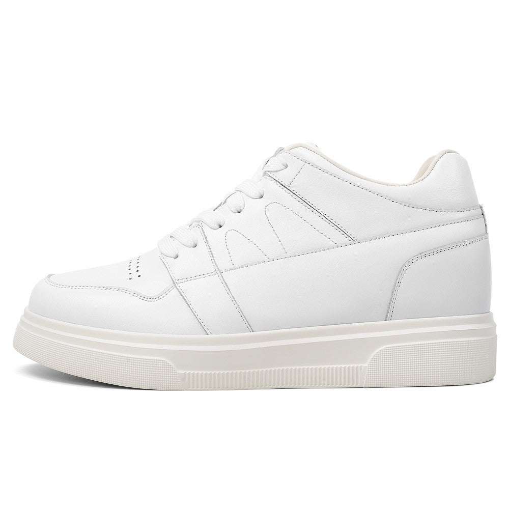 8 CM/3.15 Inches CMR CHAMARIPA Stylish White Leather Elevator Sneakers for Men