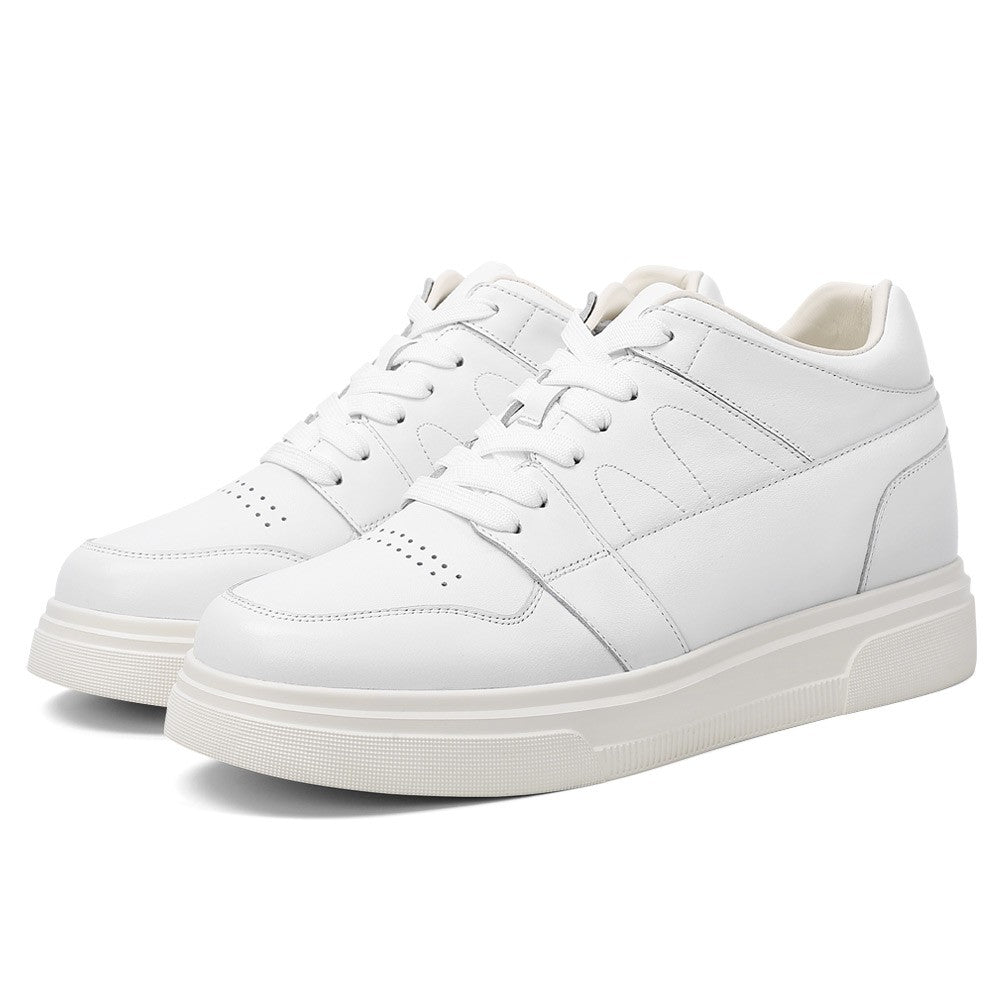 8 CM/3.15 Inches CMR CHAMARIPA Stylish White Leather Elevator Sneakers for Men