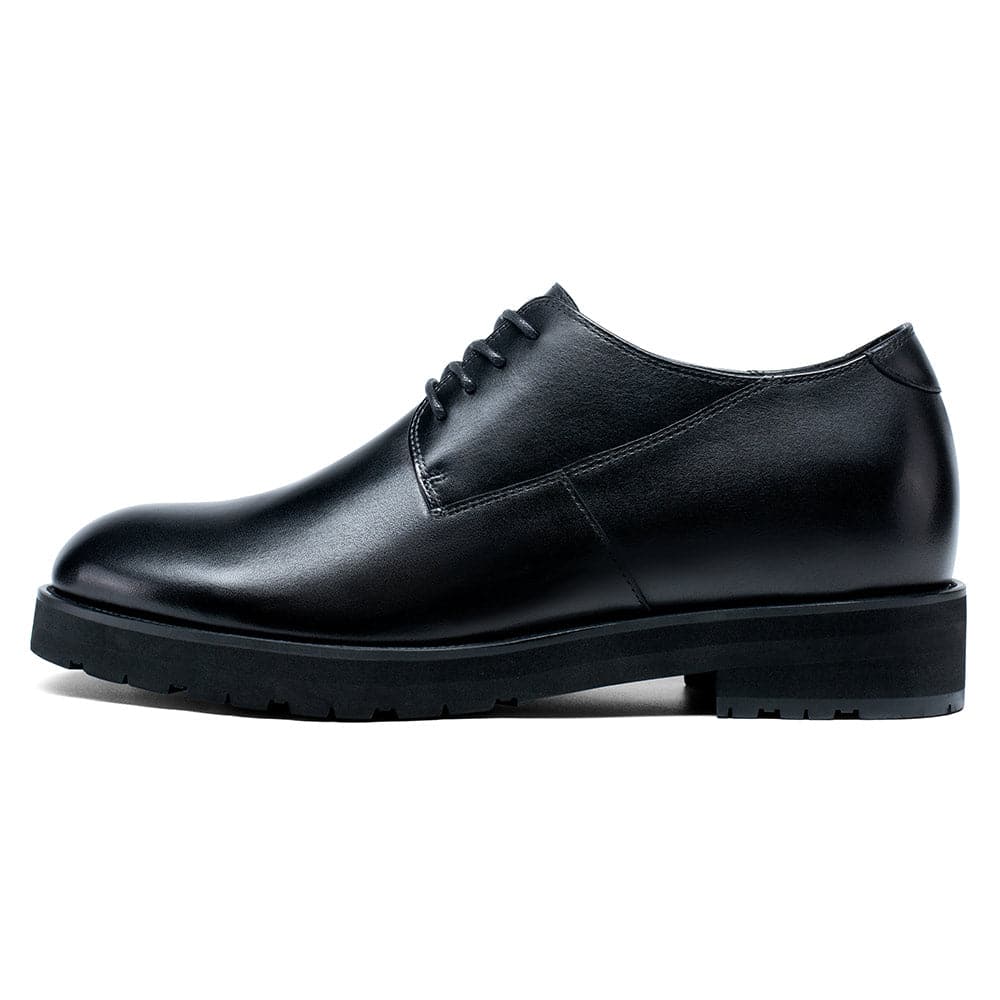 8 CM / 3.15 inches CMR CHAMARIPA Black Leather Raised Shoes for Men - High Increase Derby Dress Shoes
