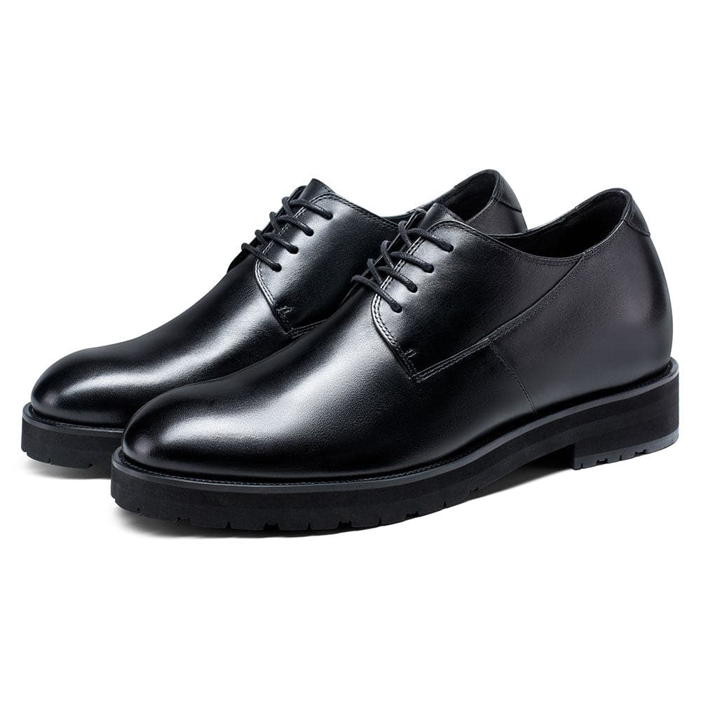8 CM / 3.15 inches CMR CHAMARIPA Black Leather Raised Shoes for Men - High Increase Derby Dress Shoes