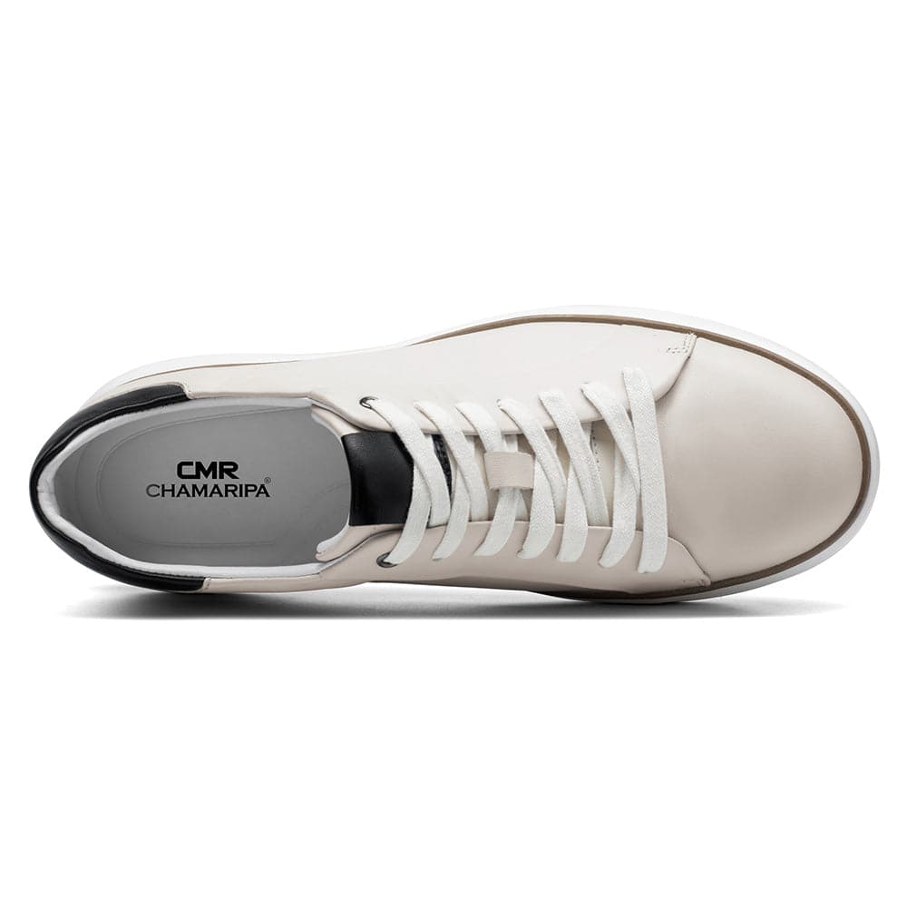 6 CM / 2.36 Inches CMR CHAMARIPA Beige Men's Casual Sneakers with Height Increasing Shoe Lifts