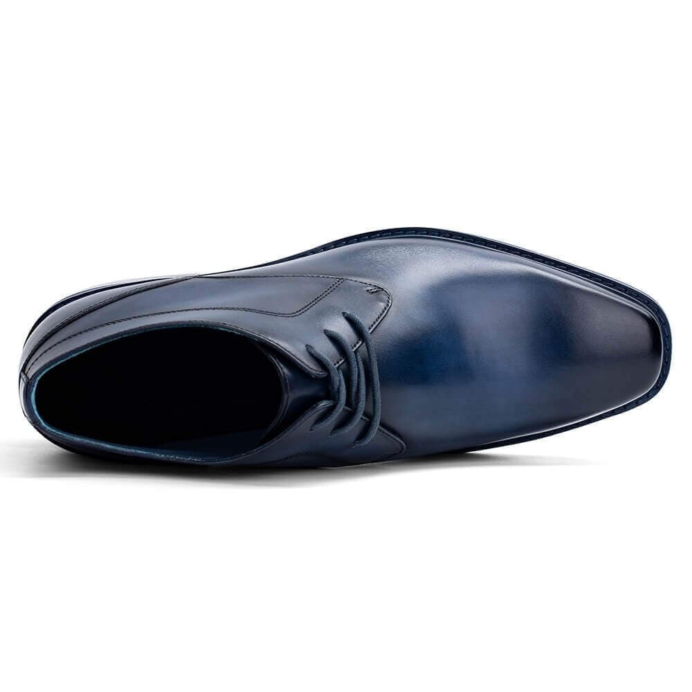 7 CM / 2.76 Inches - CMR CHAMARIPA Height Increasing Desert Boots - High Heel Boots For Men - Blue Leather Casual Boots For Men
