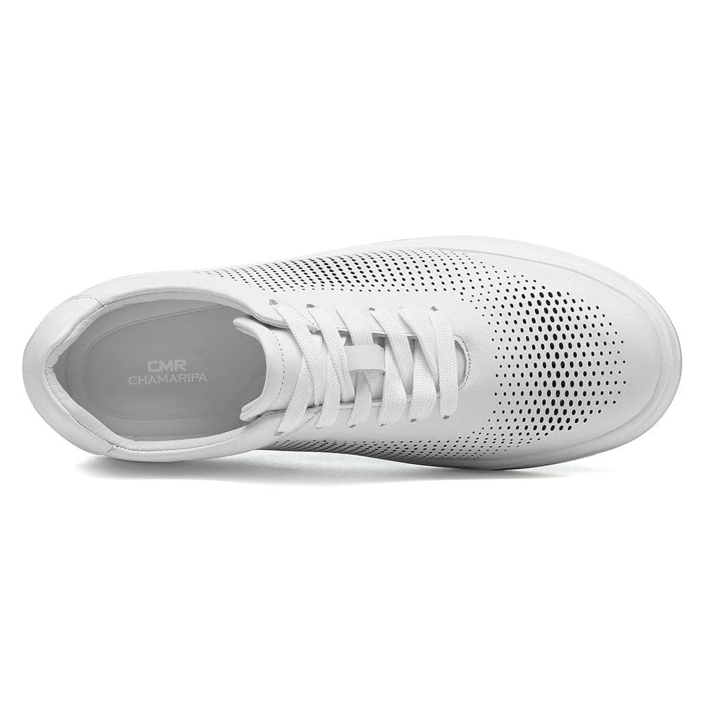 7CM / 2.76 Inches CMR CHAMARIPA Elevate Your Sports Style with Elevator Sneakers - Men's Breathable White Sports Shoes
