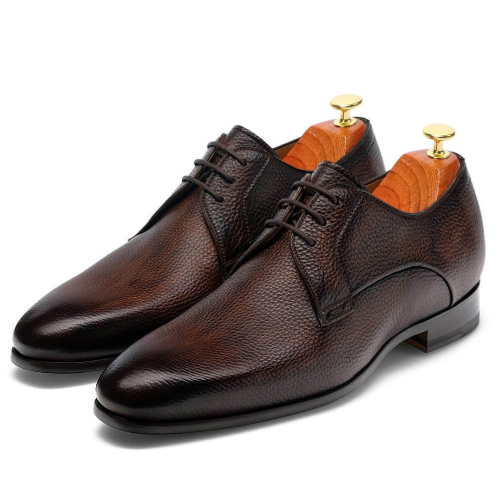 7CM / 2.76Inches - CMR CHAMARIPA Dress Elevator Shoes High Heel Men Shoes Brown Leather Derby Shoes