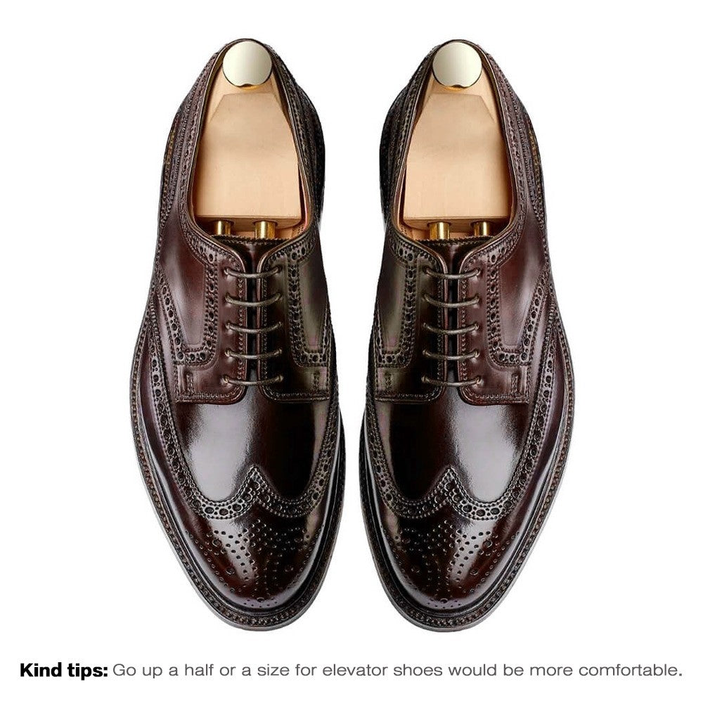 7CM/2.76 Inches CMR CHAMARIPA Sophisticated Burgundy Shell Cordovan Full Brogue Derby Shoes